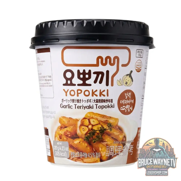 Yopokki Garlic Teriyaki Topokki Cup yopokki à l’ail et sauce teriyaki de 120 g (Pack de 30) - Snacks & boissons importés